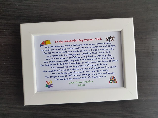 PERSONALISED FRAMED POEM End term leaving Thank You Gift nursery school ...