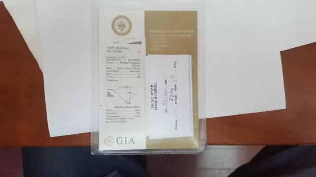 GIA Certificate 0.84ct Trillion Cut Excellent Diamond E Color and SI2 Clarity 2