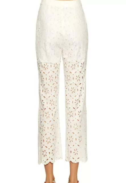 Zimmermann Gorgeous Roza Broidere-Anglaise Cotton Cropped Trousers Size 1 2