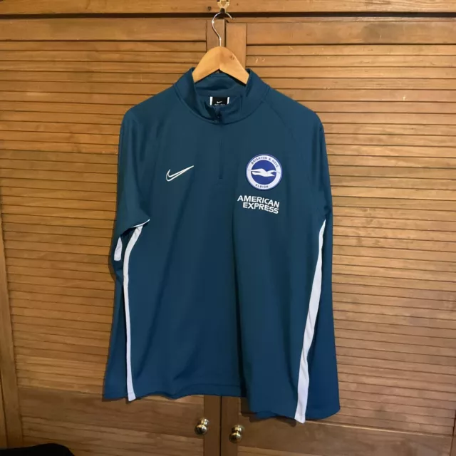 Brighton and Hove Albion Fußball blau/weiß mittlere Schicht 1/4 Reißverschluss Oberteil Größe Large