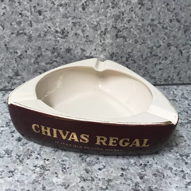 CHIVAS REGAL 12 Yr Old SCOTCH Whisky ASHTRAY WADE REVICOR ENGLAND GOLD LETTERING