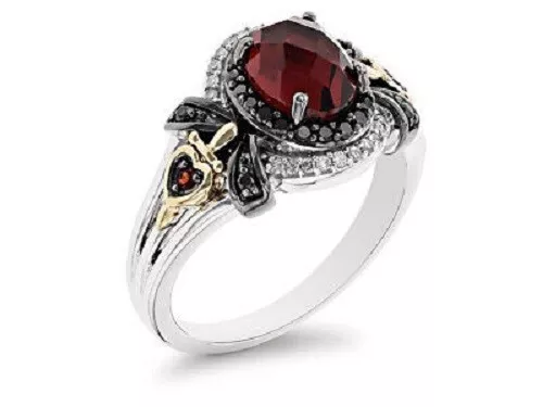 2.85 Ct Red Garnet & Lab Created Diamond Engagement Wedding 925 Silver Gift Ring 2