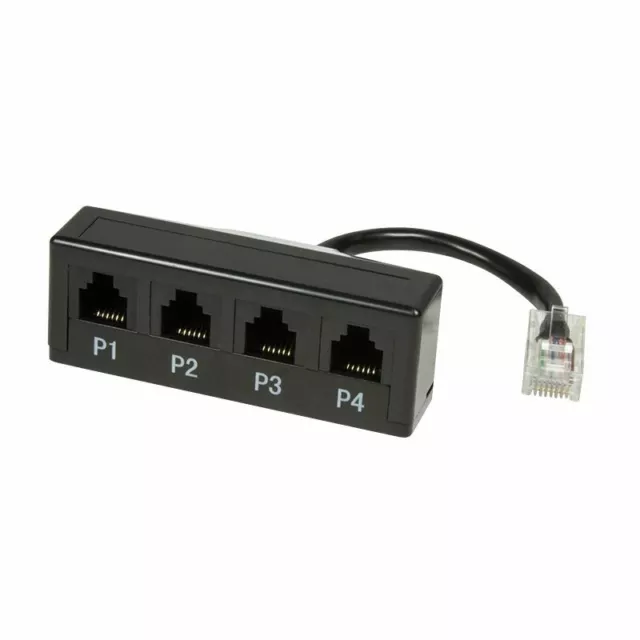 RJ45 auf RJ11 4-fach Splitter Modular Adapter Telefon Fax AB Verteiler 4-Port