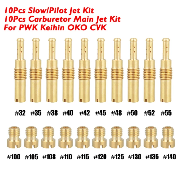 10PCS CARBURETOR MAIN Jet kit Slow Pilot Jet 10Pcs For PWK Keihin OKO