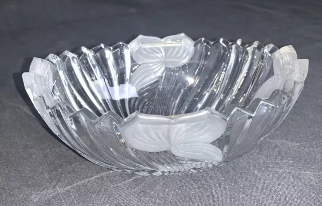 Vintage American Brilliant Cut Glass Small Oval Bowl Unique Pattern 7.5” X 5.5”