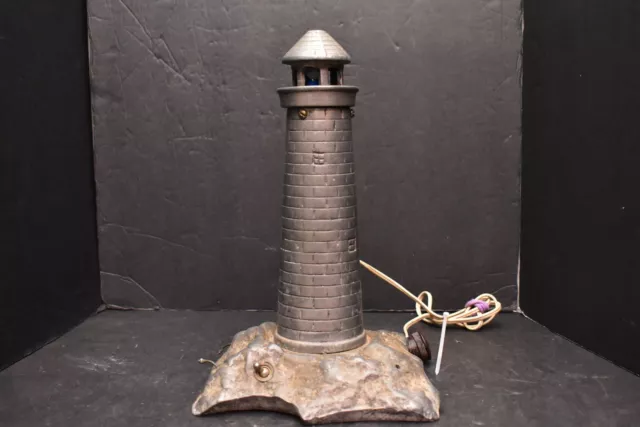 Antique Vintage Art Deco Figural Lighthouse Light House Table Lamp 12" tall VTG