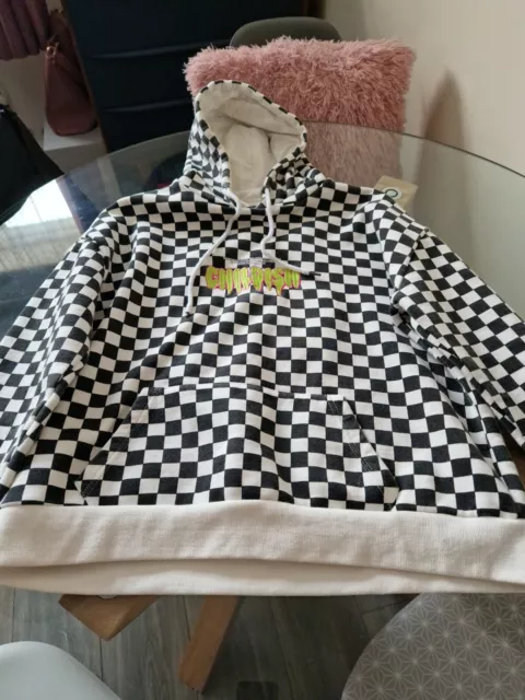 CHILDISH TGF BLACK and White Checkered Checked Check Hoodie Size S RARE 55.00 PicClick UK