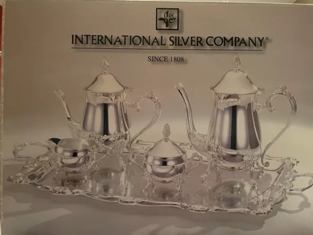 Vintage Silver Coffee Set In Original Box . New Never Used Unopened Sealed Bags