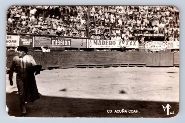 Vinatage Bullfighting Ring ~ Cd Acuna Coah. Mexico Rppc Postcard Ho