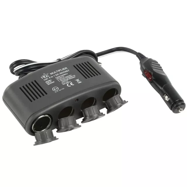 KFZ 4-Fach Verteiler Zigarettenanzünder Steckbuchse Adapter 12V + USB