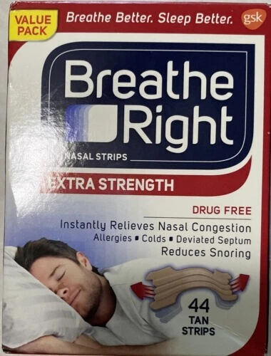 Tiras nasales bronceadas Breathe Right extra fuerza - 44 cuentas Expira-3/2027 *LEE A CONTINUACIÓN*