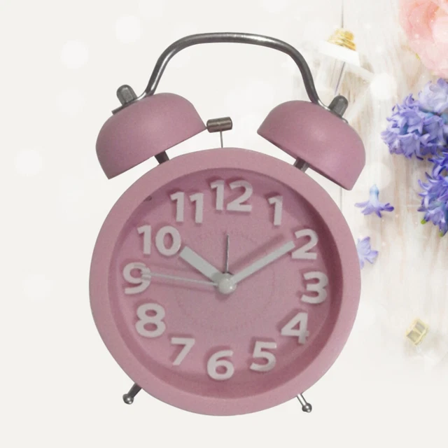 Lindo creativo redondo reloj de escritorio campana pequeño despertador para casa sala de estar
