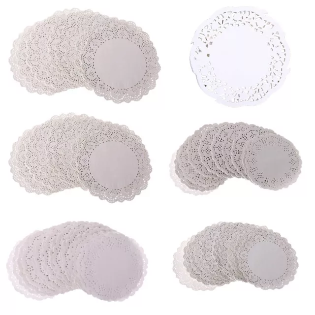 200 Pcs White Lace Round Paper Doilies Cake Packaging Pads Wedding Tableware