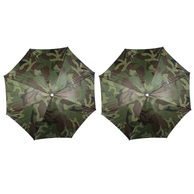 2X Portable Rain Umbrella Hat Camouflage Foldable Outdoor Sun Shade  CampingD2A2