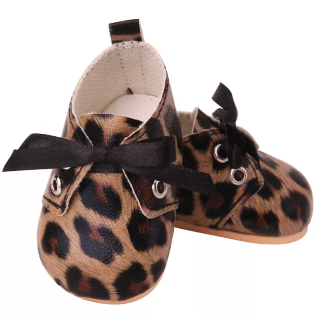 1 Paar Puppenschuhe Schnüren Leopard gedruckt Bootsschuhe Schuhe für 18 Zoll