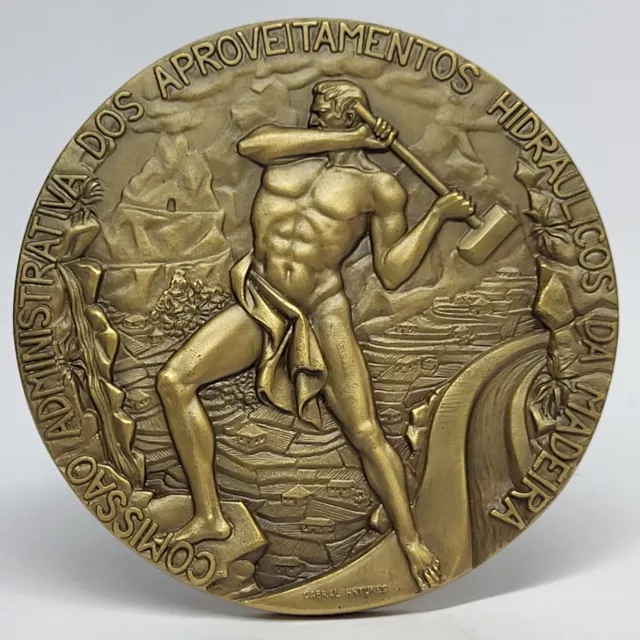 ART NUDE MAN & WOMAN MADEIRA HYDROELECTRIC POWER STATION 1971 Great Bronze Medal