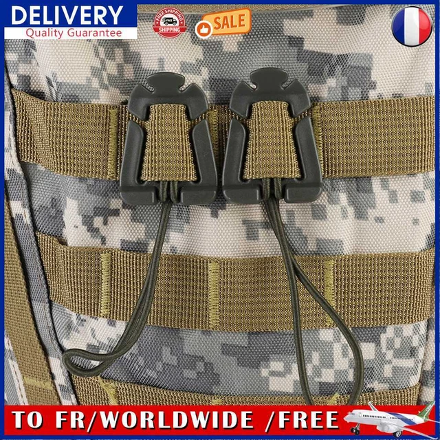 2pcs/lot Molle Backpack mousqueton EDC outil élastique corde sangle Buckle pour