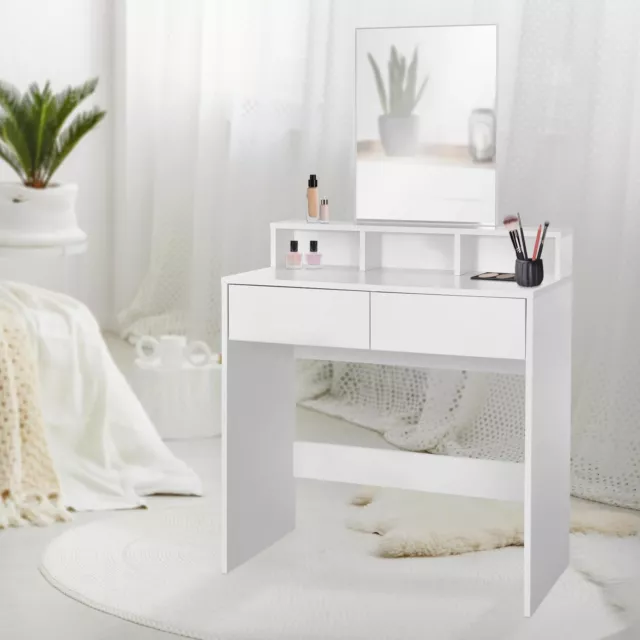 Tocador Con Espejo LED Plegable Y Taburete Con Cajones - ALFORDSON, Diseño 3 En 1 Ahorra Espacio | Para Dormitorio O Apartamento