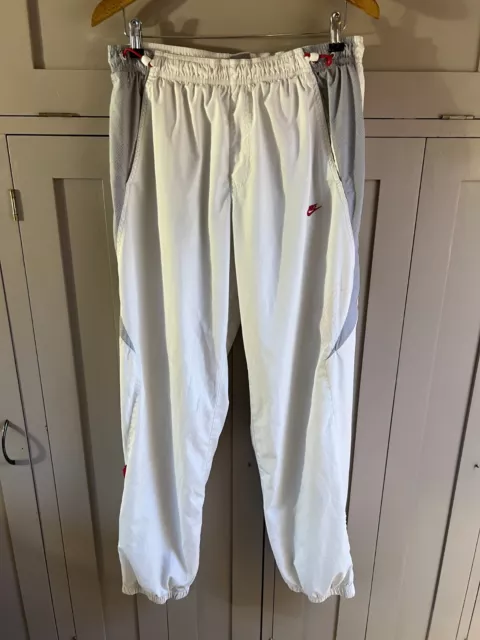 Nike Air men's vintage tracksuit bottoms in white/grey/red - large size
