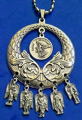 Custom Saint Medal NECKLACE 4 ARCHANGEL St Michael Raphael Gabriel Uriel 30” #2