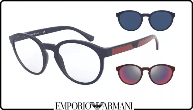 Montatura per occhiali da vista uomo donna con clip on sole Emporio Armani tondi