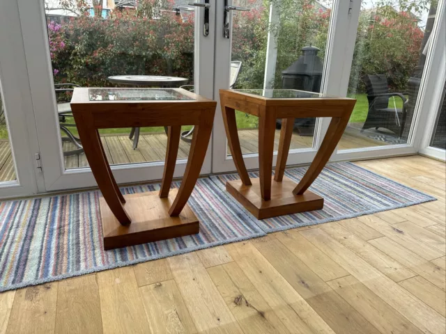 Solid Teak Side Tables - Pair