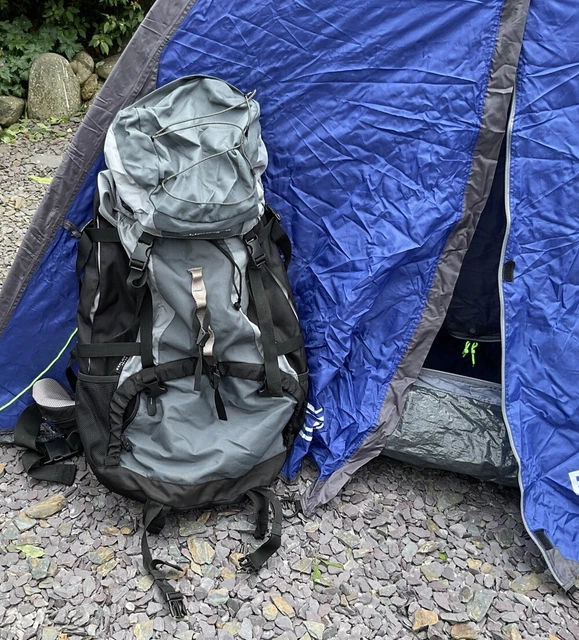 LICHFIELD EXPLORER 70+10 Backpack Black Grey Rucksack Bag Hiking 70L ...