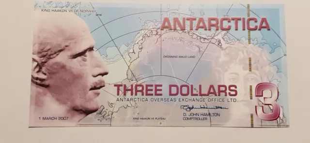 Antarctica, 3 Dollars 2007, Polymer-Banknote, Unc.