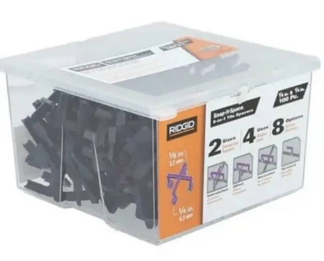 Ridgid 8-in-1 Tile Spacers 1/8" and 1/4" (100-Pack with Resealable Box)