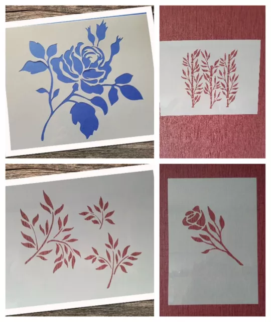 Schablone Pflanzen Bambus Blätter Schilf Bastelschablone Stencil Wandtattoo Rose