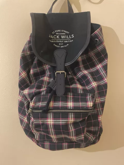 JACK WILLS WOMENS Check Canvas Rucksack Backpack 9.50 PicClick UK