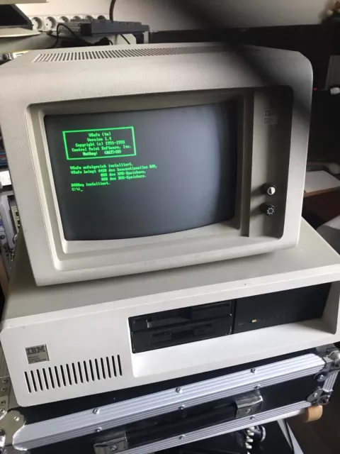 IBM PC AT 5162, Originalzustand,  Monitor,  Netzwerkkarte, Drucker, Papier