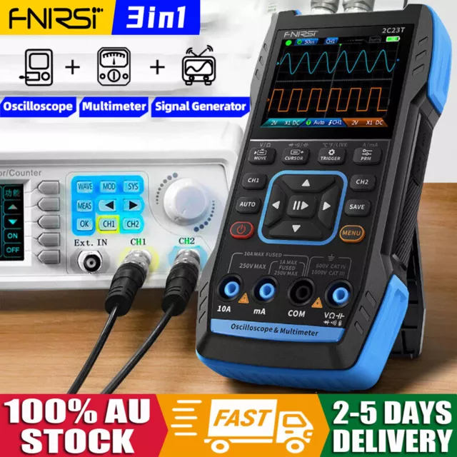 FNIRSI 2C23T Handheld 3 in 1 Signal Generator Digital Oscilloscope Multimeter AU