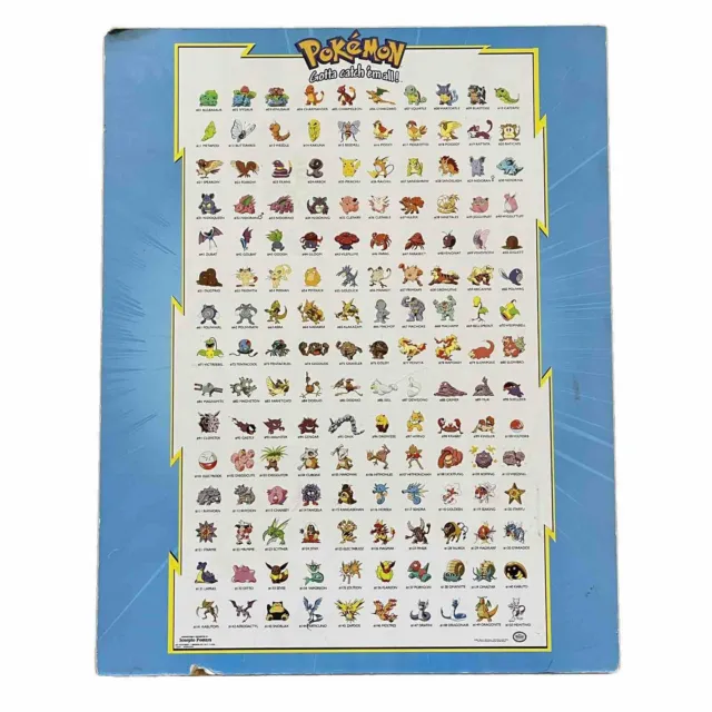 VTG Pokemon 1998 Nintendo Original 150 Characters RARE WOODEN Poster 20x15 3/4"