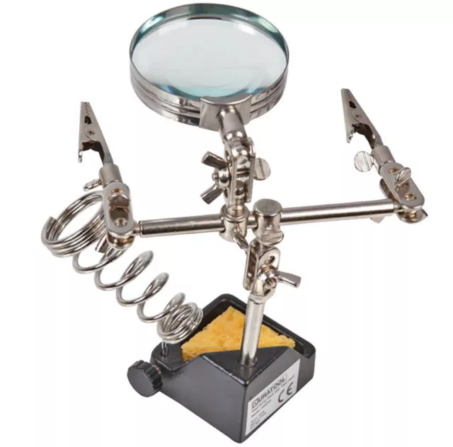 Helping Hand Magnifier Glass Third Soldering Stand Clamps Sponge Modelling Hobby