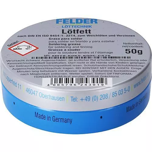 FELDER LÖTTECHNIK Lötfett 50g Blech-Dose - Lötpaste Löten Fett Flussmittel