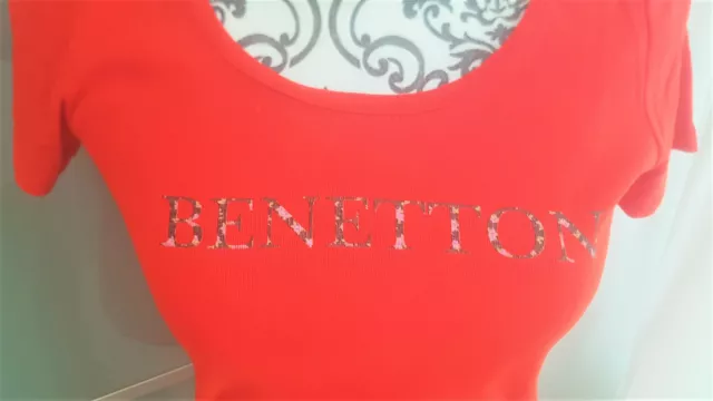 Esprit Benetton Damen T-Shirts 2 Stück Set 100% Baumwolle Rot Gelb Gr. 34-36 S 3