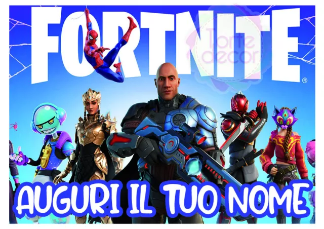 Cialda A4 FORTNITE con NOME Decorazione Torta OSTIA O PASTA DI ZUCCHERO