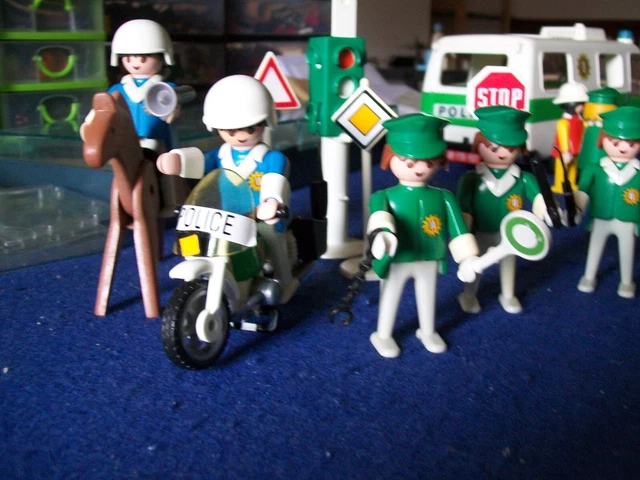 Lot Playmobil Vintage 3488 - Police, Motards Et Chiens - City Life Années 1980