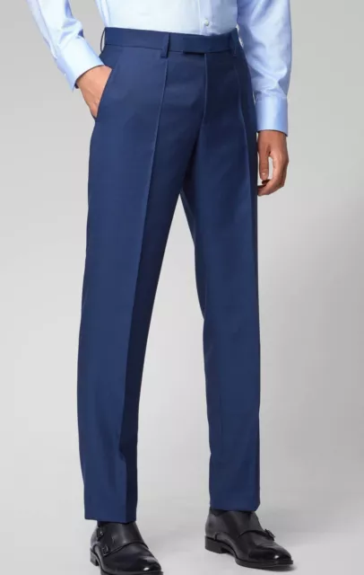 Hugo Boss 'Lenon2' Regular Fit Blue Men's Wool Dress Pants 34X30