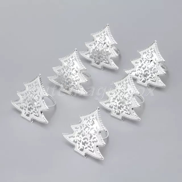 6Pcs Christmas Tree Napkin Ring Star Wedding Party Table Serviette Buckle Holder