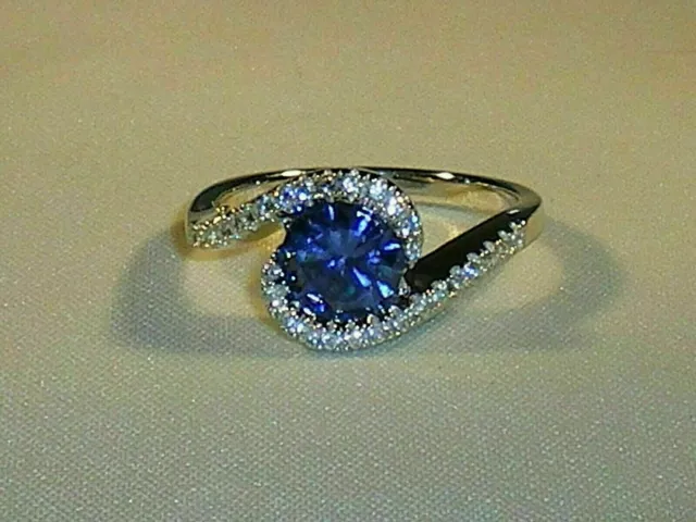 2Ct Round Cut Sapphire Lab-Created Diamond Engagement Ring 14K White Gold Plated