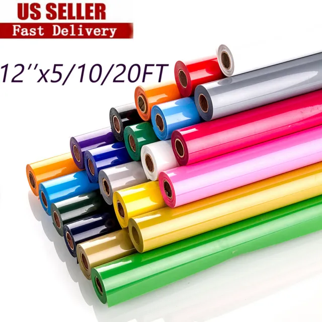Heat Transfer Vinyl HTV for T-Shirts 12 Inches by 5 Feet Rolls (16 Pack)