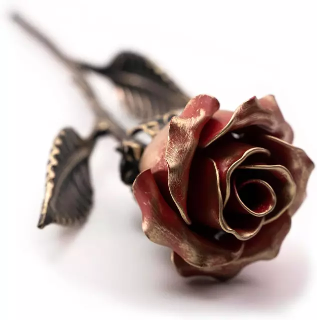 Hand Forged Wrought Iron Rose - Romantic Metal Gift of Everlasting Love