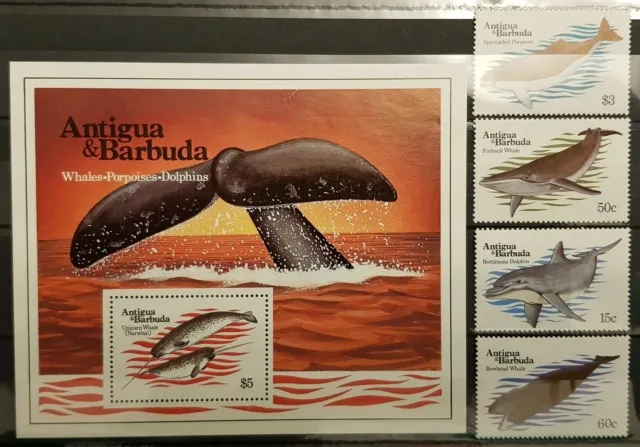 Antigua und Barbuda 1983 Michel 714-717 blocco 71 nuove balene