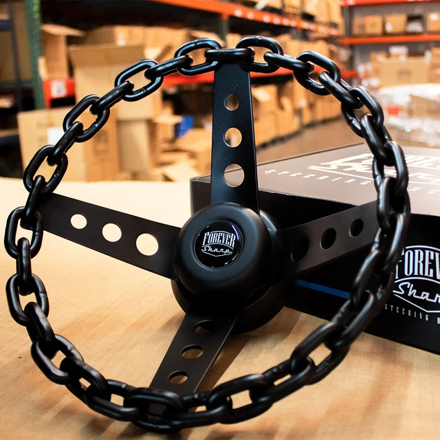 11" Polished Chain Steering Wheel Pin-up Spoke With Engraved Horn Button-3 Hole - Foto 8