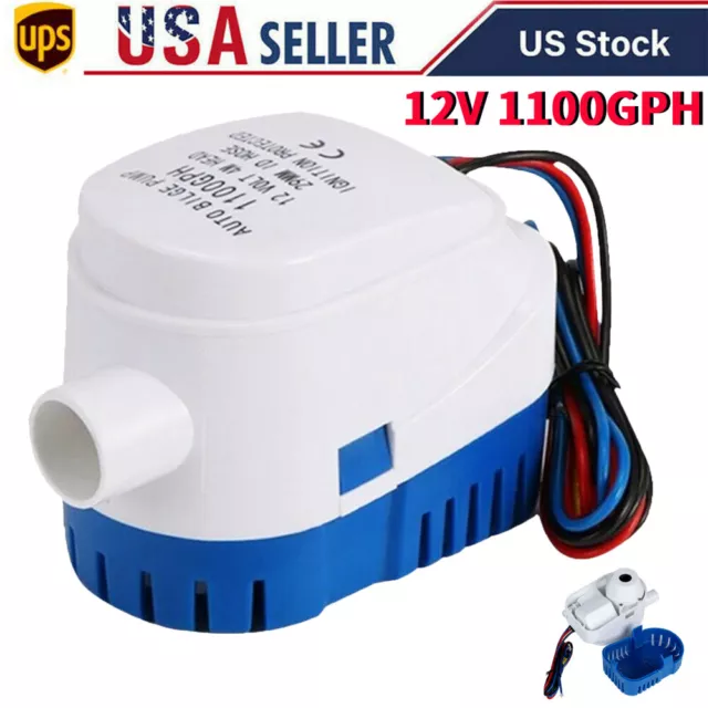 12V 1100GPH Automatic Submersible Boat Bilge Water Pump Auto Float Switch Marine