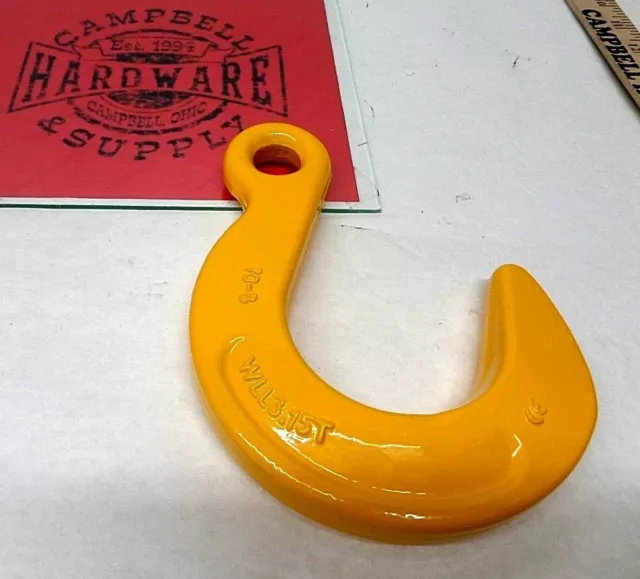 Foundry Hook 3/8" Chain Rigging Crane Eye Grade 80 2.875” Throat Opening Towing