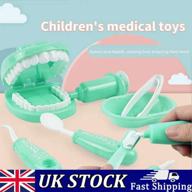 Dentist Kit Pretend Play Doctor Playset for Toddlers 9pcs Ages 3+ (Green)