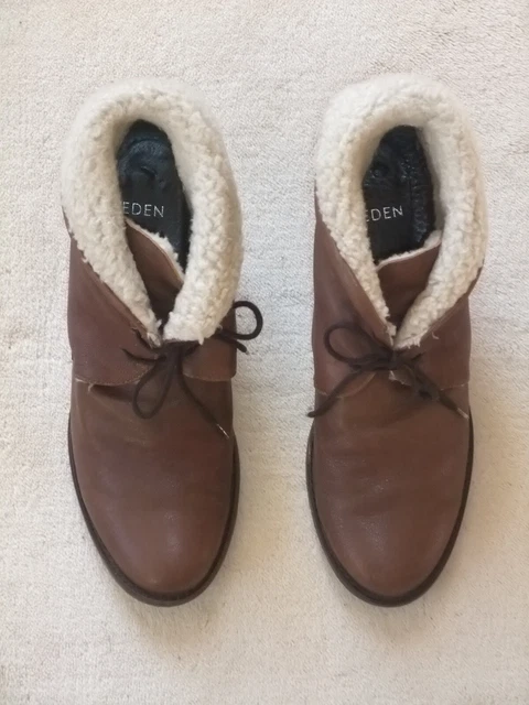 BOOTS BOTTINES FOURREES EDEN EN CUIR TAUPE MARRON CLAIR Talons - Pointure 40 2